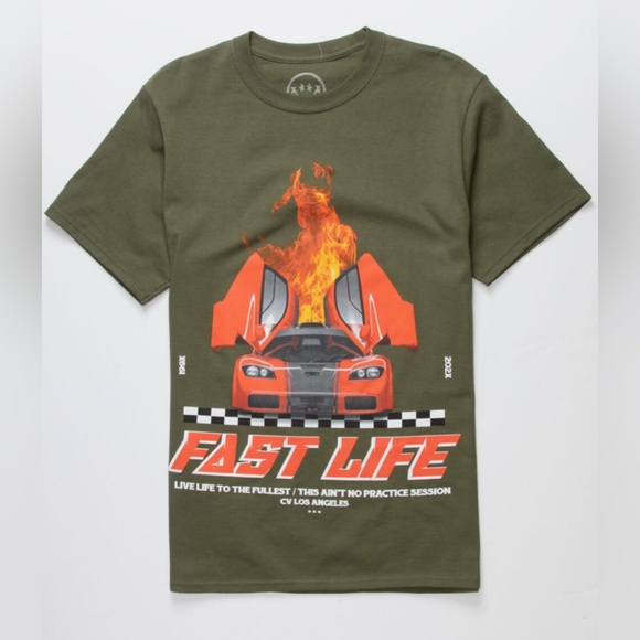 CVLA Fast World Men’s Tee Army Color Large Pre-owned - Picture 1 of 6